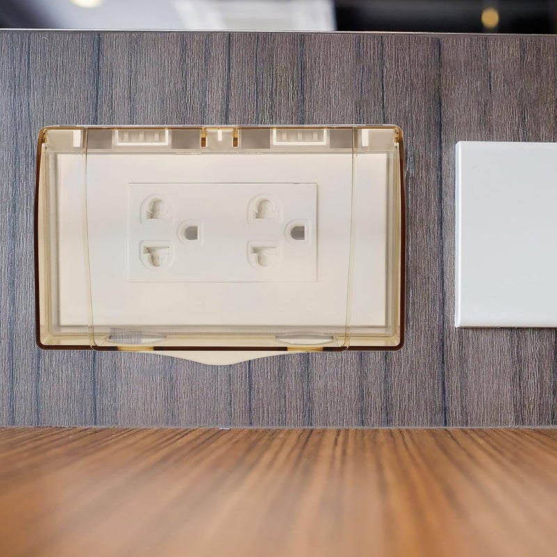 Kisangel Socket Cover and Wall Outlet Protector Electrical Panel Cover for Bathroom Safety Sturdy Light Gold Double-gang Switch Wall Plate Anti-electric Shock Protective - Image 2