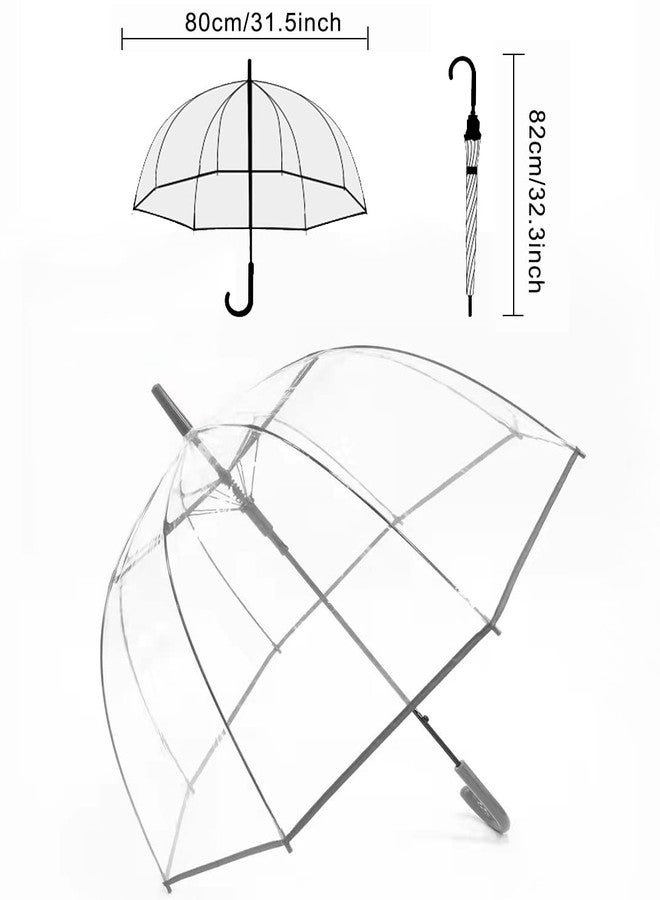 ThreeH Clear Bubble Umbrella Durable Windproof Dome Romantic Rain Umbrella Auto Open Transparent POE Canopy for Weddings,Grey, One Size - Image 3