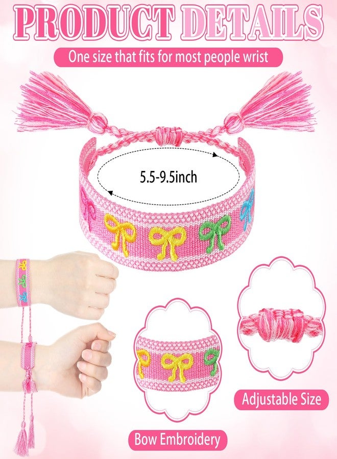 تونديامو أساور صداقة تونديمو بي إف إف، ثلاث أساور منسوجة على شكل فيونكة، هدايا عيد الميلاد والكريسماس للنساء (وردي، وردي فاتح، وبيج) - Image 3