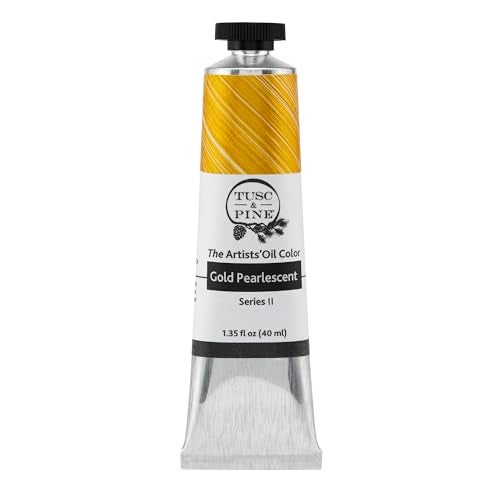 Tusc & Pine Artist Oil Paint - Gold Pearlescent, 40 ml, Non-Yellowing, Rich & Creamy Consistency, Maximum Pigment Load, Small Batch Milled Oil Paints Made in the USA for Professional Artists - Image 1