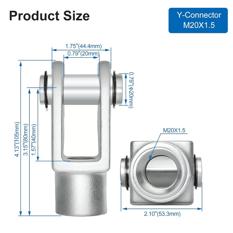 Baomain Y-Type Foot Mount Flange CY-100 for SC100 Series 100mm Bore Pneumatic Air Cylinders, M20x1.5 Thread Port - Image 4