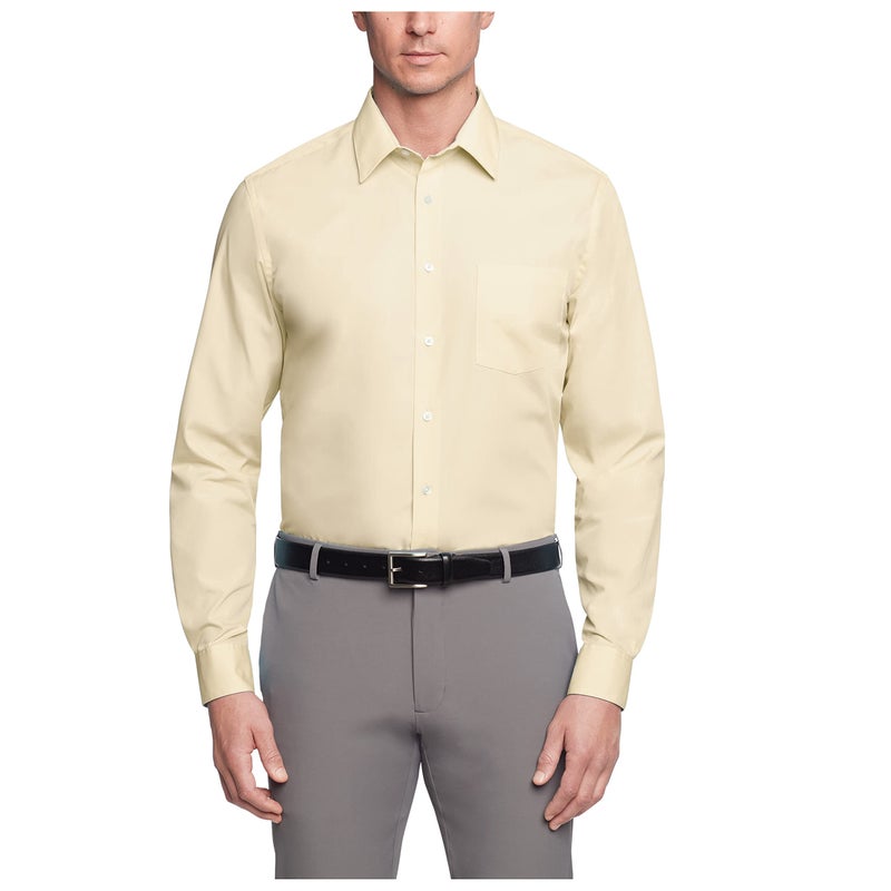 Van Heusen Men's Dress Shirt Regular Fit Poplin Solid, Lemon Glaze, 16" Neck 32"-33" Sleeve - Image 1