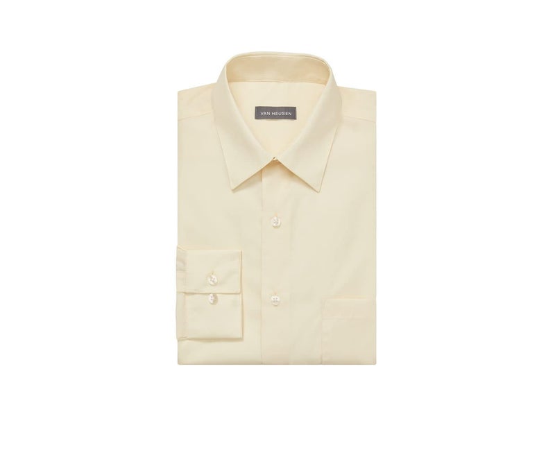 Van Heusen Men's Dress Shirt Regular Fit Poplin Solid, Lemon Glaze, 16" Neck 32"-33" Sleeve - Image 3