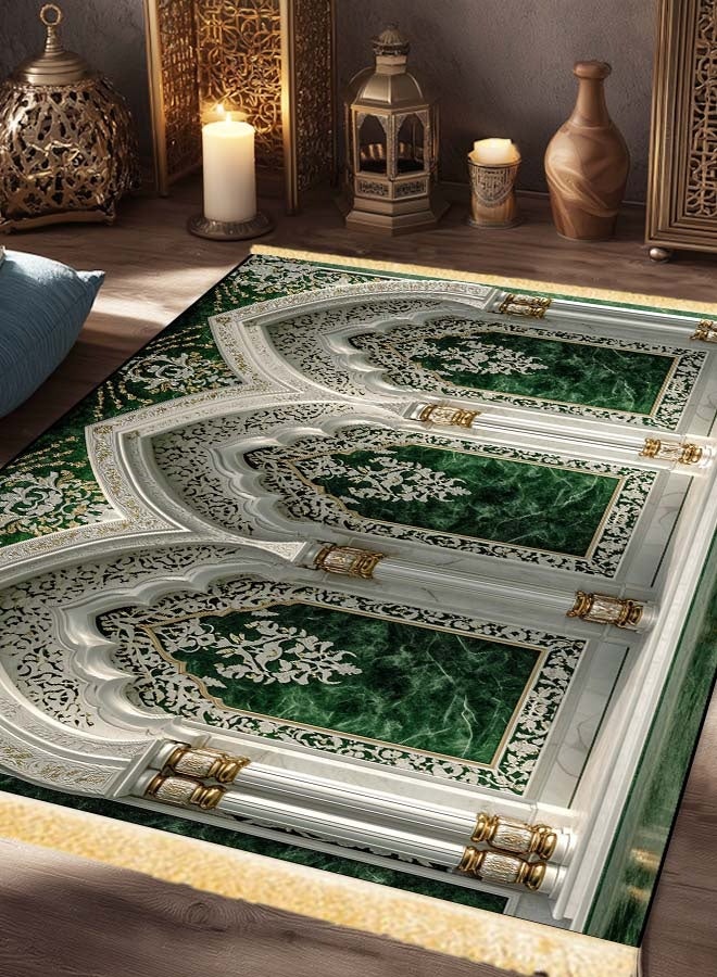 Premium Velvet Cotton Felt Multi-Person Prayer Mat - Extra Thick Islamic Sajada for Family & Group Prayer - Image 1