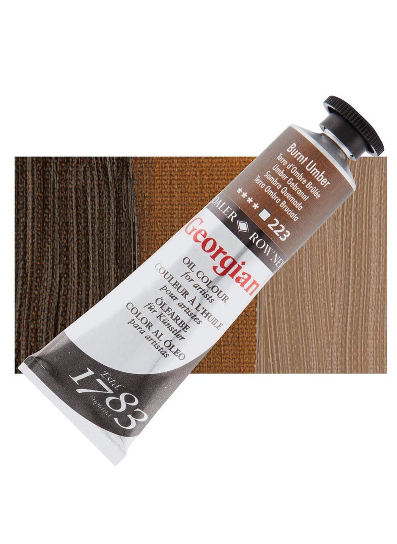 Daler Rowney Georgian Oil Colour Tube 38ml Content Burnt Umber  - Image 1