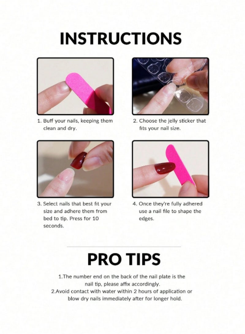 أظافر لاصقة بلون موف أنيق مع لمسات هندسية ناعمة ولامعة – مثالية لإطلالات راقية - Image 4