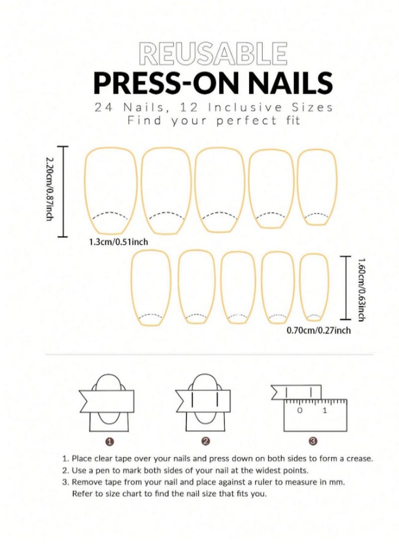 أظافر لاصقة بلون موف أنيق مع لمسات هندسية ناعمة ولامعة – مثالية لإطلالات راقية - Image 5