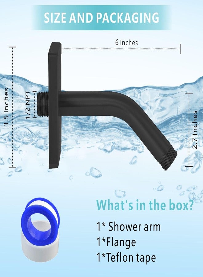 Nuodan Shower Arm with 3.5" Flange, 6 Inch Wall Mount Replacement Shower Head Arm For Fixed Shower Heads and Handheld Showerhead, Matte Black - Image 2