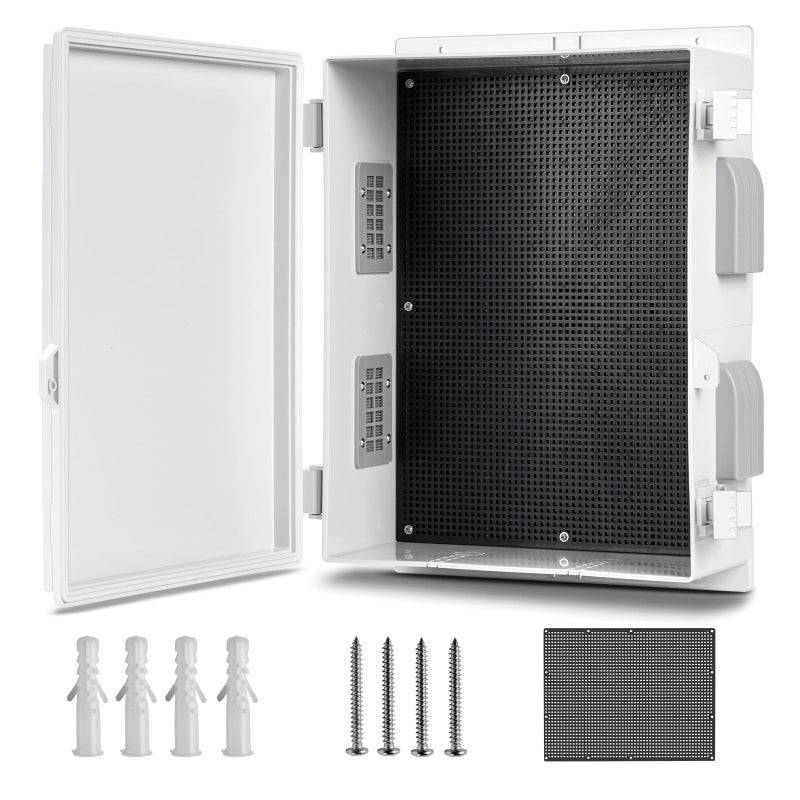 CQENPR Outdoor Waterproof Electrical Junction Box, ABS Water Resistant Enclosure with Internal Mounting Panel & Hinged Cover (15.7" H* 11" L* 5.9" W) - Image 1