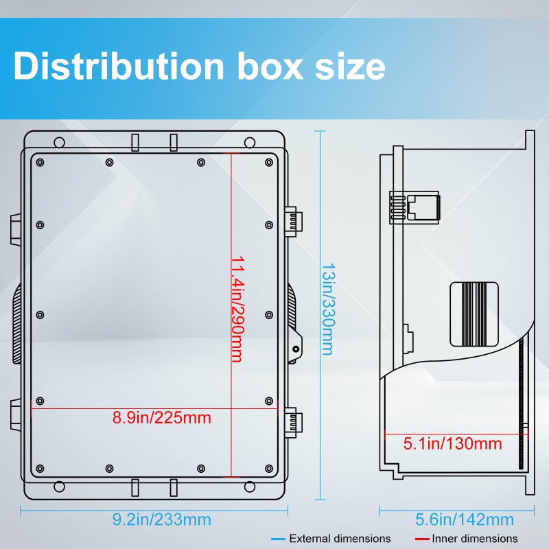 CQENPR Outdoor Waterproof Electrical Junction Box, ABS Water Resistant Enclosure with Internal Mounting Panel & Hinged Cover (15.7" H* 11" L* 5.9" W) - Image 3