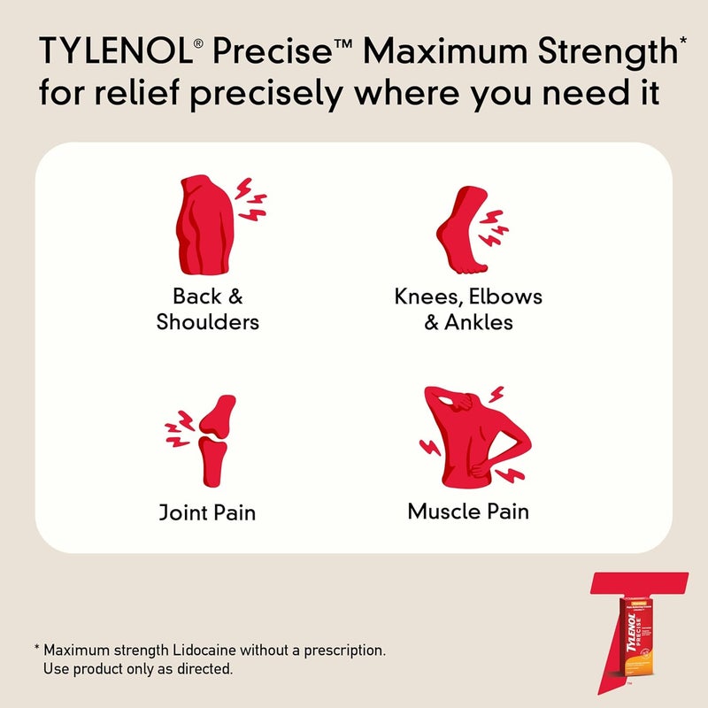 Tylenol Precise Warming Pain Relief Cream FastActing Maximum Strength Lidocaine 4 oz - Image 2