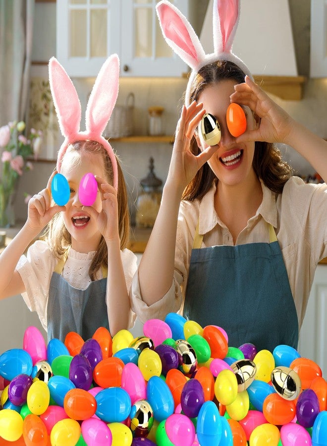 SURCVIO [6 Surprise Golden Eggs] 100 Pack 2.3 Inch Plastic Easter Eggs, Empty Easter Eggs Fillable, Bright Colors Plastic Eggs Bulks for Easter Hunt, Easter Party Favor, Basket Stuffers Fillers - Image 4