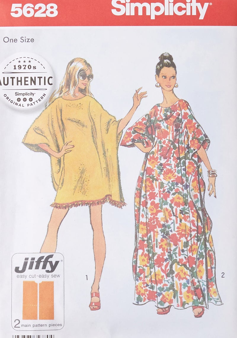 Simplicity UV5628OS 1970s Vintage Fashion Womens Caftan Sewing Pattern Kit Code 5628 Sizes 840