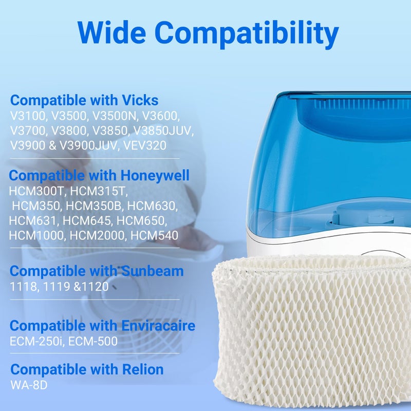 Nishcon Wf2 Humidifier Filter Replacement For Vicks V3500 V3100 V3600 V3900 V3700 Vev320 & Kaz 3020 Cool Mist Humidifiers Pack Of 4 - Image 2