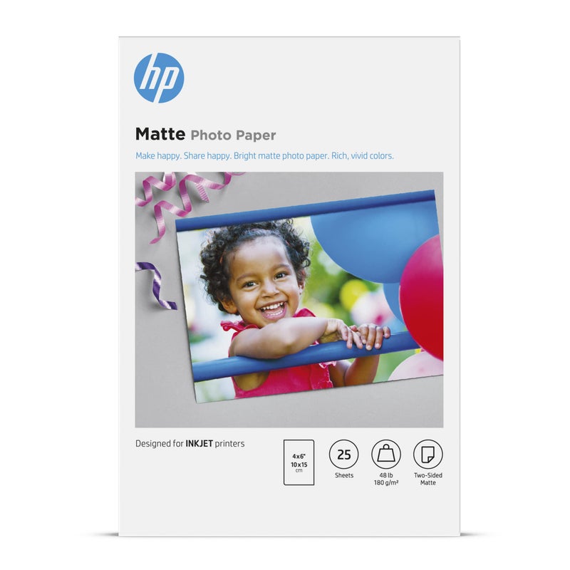 HP ورق صور HP غير لامع مقاس 4x6 في 25 ورقة (6QH46A) - Image 1