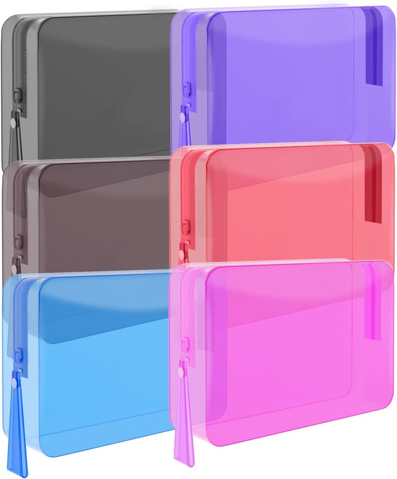 ZHOOGE 6 Pack Clear Cosmetic Bag Makeup Bags Toiletry Bag with Zipper and Handle, TSA Approved Clear Organizer Bags, PVC Cosmetic Pouch for Women and Men Fit Carry-on Travel Essentials 