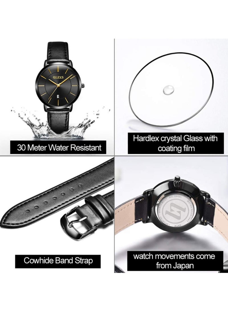OLEVS Women's Quartz Watch Fashion Simple Design, Ultra-Thin Dial, Breathable Leather Strap, 30M Water Resistant Wristwatch - Image 5