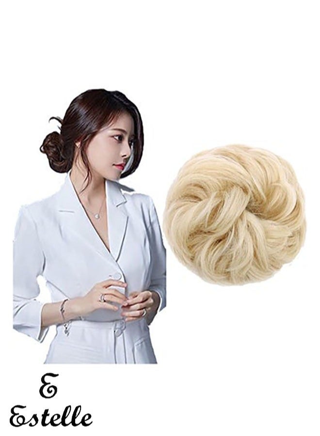 Estelle Messy Hair Bun Scrunchie with Elastic Rubber Band Ponytail Hair Extensions Updo Chignon Donut Ponytail Hairpiece Synthetic Tousled Hair for Women (Color #27T613) - Image 1