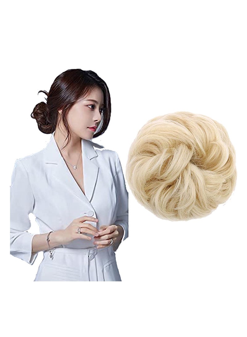 Estelle Messy Hair Bun Scrunchie with Elastic Rubber Band Ponytail Hair Extensions Updo Chignon Donut Ponytail Hairpiece Synthetic Tousled Hair for Women (Color #27T613) - Image 2
