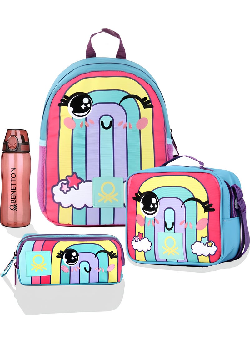 Benetton Rainbow Kindergarten Bag Set (Bag + Lunch + Pencil Case + Water Bottle)  - Image 1