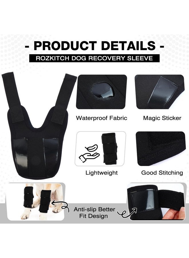 ROZKITCH Dog Leg Protector for Rear Hock Joint or Front Leg Brace, 1 Pair of Dog Leg Compression Wrap Sleeve for Anti Licking Carpal Support Ankle Support Protect Injury Sprain Torn ACL CCL Black S - Image 2