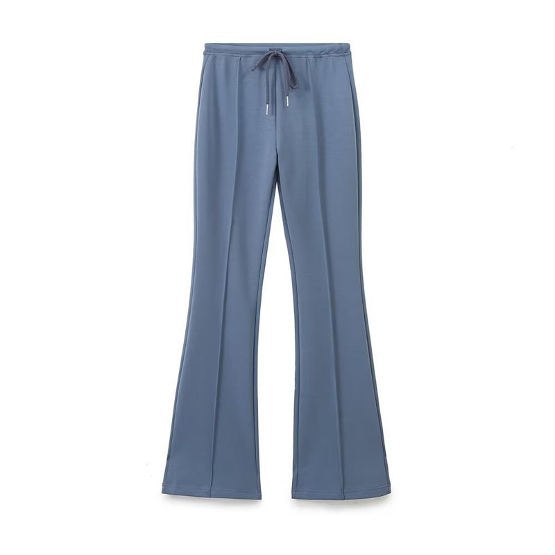 2024 autumn new womens European and American style fashion double-sided cloth short sweater pants 3641843 3641845 Blue pants - Image 1