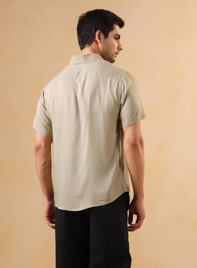 TRULOOM Men Solid Regular Fit Rayon Shirt - Image 3