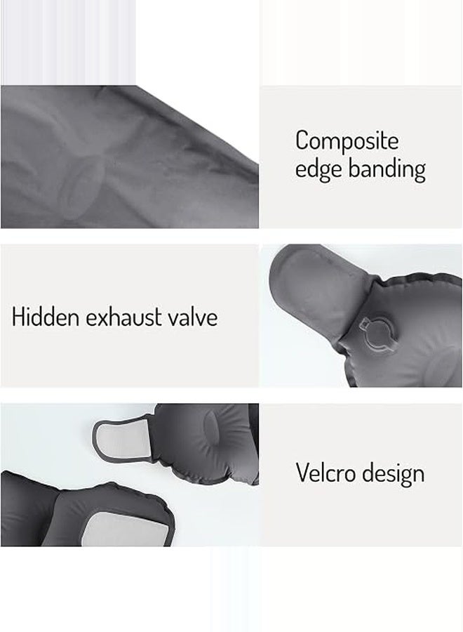 TravelMore 2 Piece Lightweight Inflatable Travel Neck Pillow with Free Storage Case, Dark Grey, Comfortable Portable Neck Support for Flight and Travel - Image 5