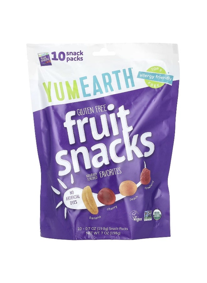 YumEarth, Organic Fruit Snacks, Favorites, 10 Snack Packs, 0.7 oz (19.8 g) Each - Image 1