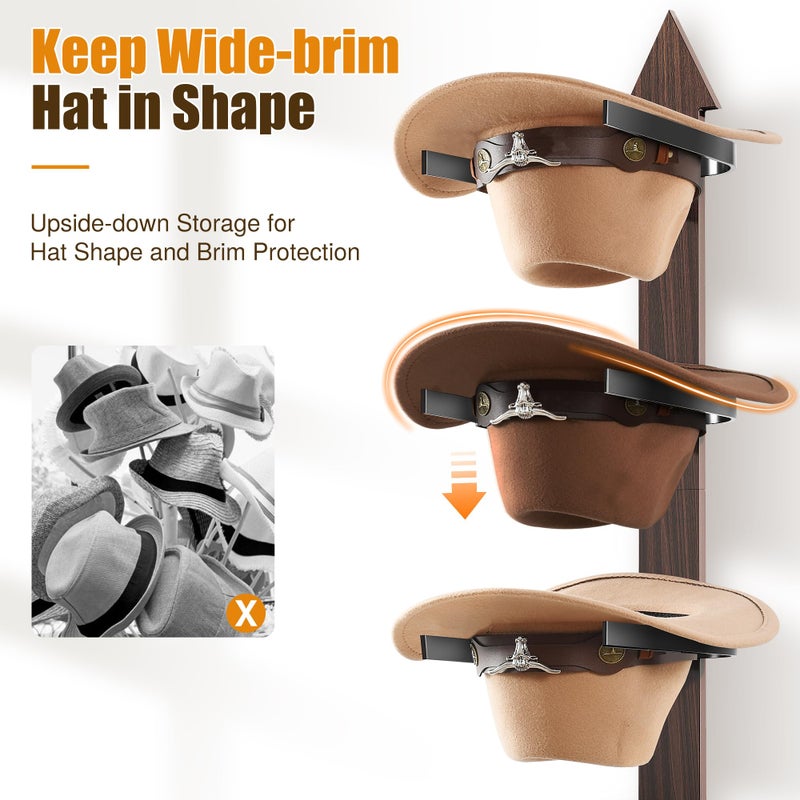 Cinati Cowboy Hat Rack Wall Mount - Wooden Western Rustic Metal Hanger With Arrow Sign Board - Holds up to 4 Hats, Fedora, Sun Hats (1 Pack) - Image 3