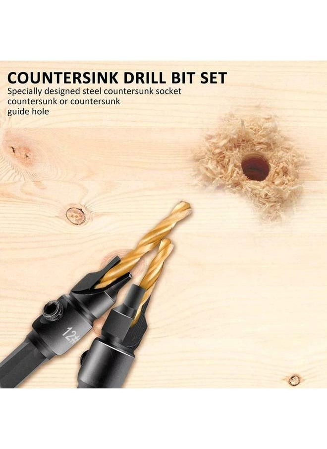 Generic 1/4 inch Hex Shank Countersink Drill Bit Power Tools Accessories for Plastic Metal Woodworking Tool by Power Drill 5Pcs/Set （5/6/8/10/12#）  - Image 5