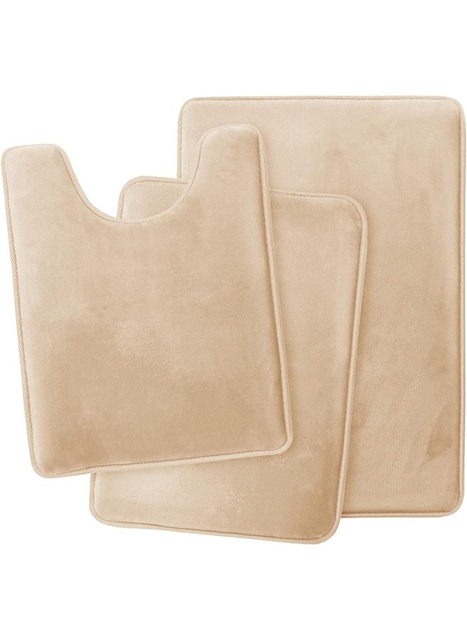 Arabest Bathroom Rug Sets,3piece Non-slip Absorbent Super Soft Cozy Velvet Bathroom Mat, Durable Memory Foam Bathmat, Easy Wash and Dry, Machine Washable, For Tub Shower and Bathroom  - Image 1