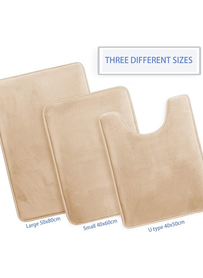 Arabest Bathroom Rug Sets,3piece Non-slip Absorbent Super Soft Cozy Velvet Bathroom Mat, Durable Memory Foam Bathmat, Easy Wash and Dry, Machine Washable, For Tub Shower and Bathroom  - Image 2