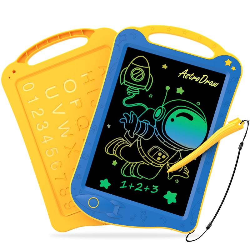 HOMESTEC Astrodraw Drawing Pad Toys Colorful LCD Writing Tablet for Kids Doodle Board for Toddlers 3 4 5 6 Years Old Travel Sensory Space Toy for Boys Girls Birthday Gift Idea BlueYellow - Image 2