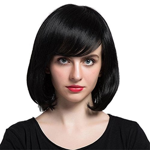 Akashkrishna Short Hair Wig Black | Short Hair Wig with Bangs | Natural Fashion Synthetic Wig | Cute Wigs for Daily Party Halloween alopecia & chemo | Pack of 1 wig, Wigcap - Image 4