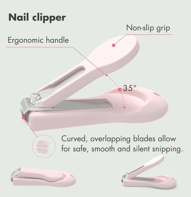 YIVEKO Baby Nail Kit, 4-in-1 Baby Nail Care Set with Cute Case, Baby Nail Clippers, Scissors, Nail File & Tweezers, Baby Manicure Kit and Pedicure kit for Newborn, Infant, Toddler, Kids-Owl Pink - Image 2