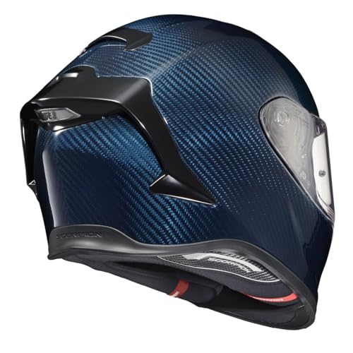 ScorpionEXO R1 Air Carbon Fiber Full Face Motorcycle Helmet with Pinlock Shield Bluetooth Ready Speaker Pockets DOT ECE Solid (Gloss Blue - Medium) - Image 4