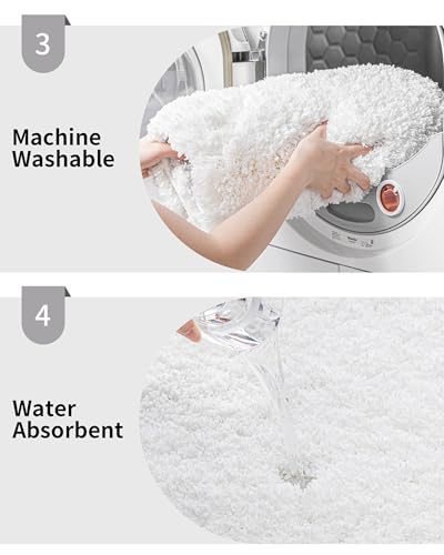 Disolla White Toilet Rug 22x24 Non Slip Fluffy Toilet Floor Mat U Shaped Washable Bathroom Contour Rug for Toilet Absorbent Shaggy Toilet Foot Rug - Image 4