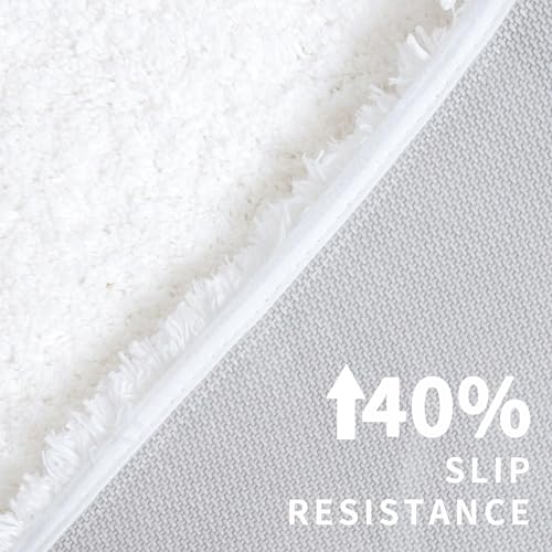 Disolla White Toilet Rug 22x24 Non Slip Fluffy Toilet Floor Mat U Shaped Washable Bathroom Contour Rug for Toilet Absorbent Shaggy Toilet Foot Rug - Image 5