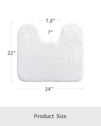 Disolla White Toilet Rug 22x24 Non Slip Fluffy Toilet Floor Mat U Shaped Washable Bathroom Contour Rug for Toilet Absorbent Shaggy Toilet Foot Rug - Image 2