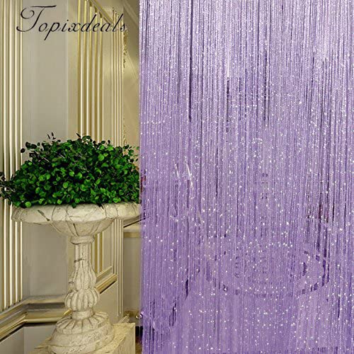 Topixdeals Door Fringe Curtain,Door Curtains,Rare Flat Silver Ribbon Door String Curtain Thread Fringe Window Panel Room Divider Cute Strip Tassel Party Events (1 Pack, Purple) - Image 3
