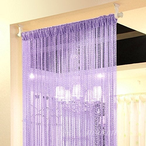 Topixdeals Door Fringe Curtain,Door Curtains,Rare Flat Silver Ribbon Door String Curtain Thread Fringe Window Panel Room Divider Cute Strip Tassel Party Events (1 Pack, Purple) - Image 1