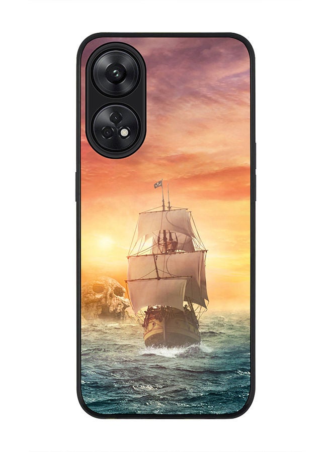 Stylizedd Rugged Black edge case for Reno 8T 4G Slim fit Soft Case Flexible Rubber Edges Anti Drop TPU Gel Thin Cover - Skull Island - Image 1