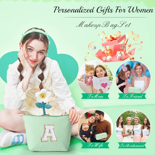 YOOLIFE Birthday Gifts for Women Her - Personalized Cute Initial Cosmetic Makeup Pouch Make Up Travel Bag for Mothers Day Gifts Teacher Sister Friend Girlfriend Mothers Day Gifts for Mom D - Image 5