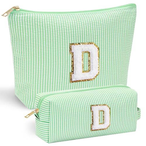 YOOLIFE Birthday Gifts for Women Her - Personalized Cute Initial Cosmetic Makeup Pouch Make Up Travel Bag for Mothers Day Gifts Teacher Sister Friend Girlfriend Mothers Day Gifts for Mom D - Image 1