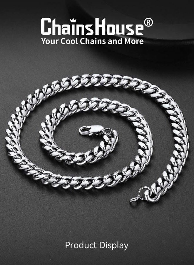 ChainsHouse Men's Thick Chain Necklace 22inches 10mm Stainless Steel Cuban Link Necklace - Image 3