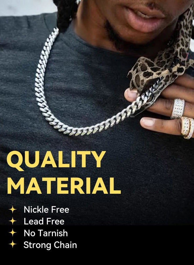 ChainsHouse Men's Thick Chain Necklace 22inches 10mm Stainless Steel Cuban Link Necklace - Image 2