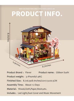 Flever Dollhouse Miniature Diy House Kit Creative Room With Furniture For Romantic Valentine'S Gift (Gibon Sushi)  - Image 3