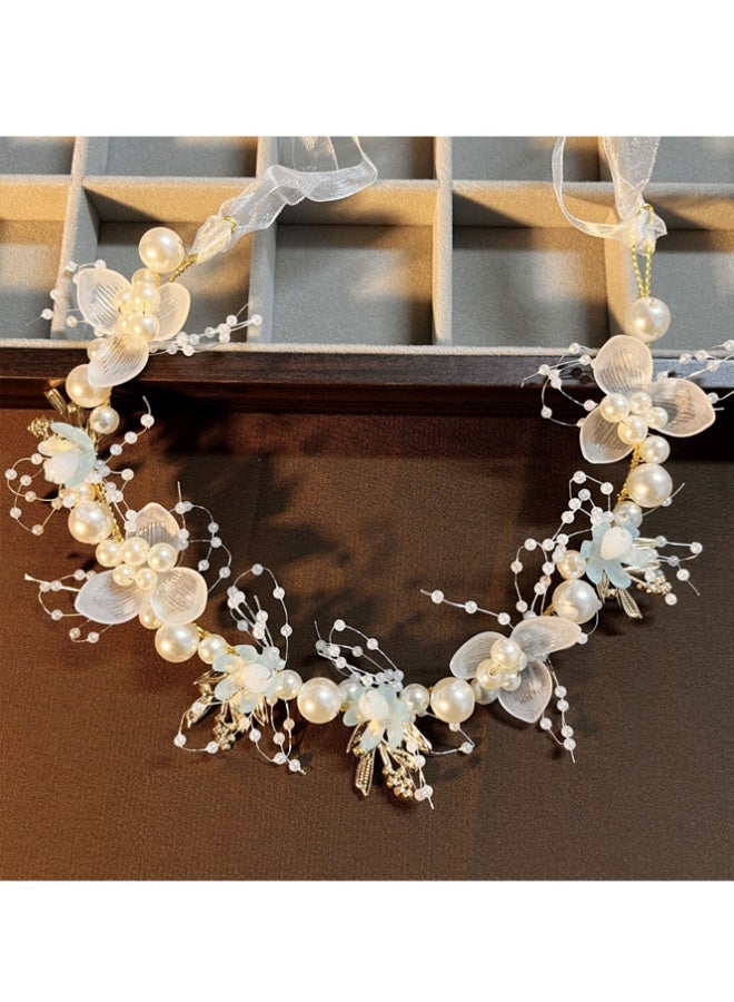 QINGYAN 1PCS Wedding Tiara High End Rhinestone Leaf Hair Band Flower Hair Piece Prom Bridal Wedding Accessories Vintage Hair Accessories for Bridesmaids and Flower Girl Parties - Image 3