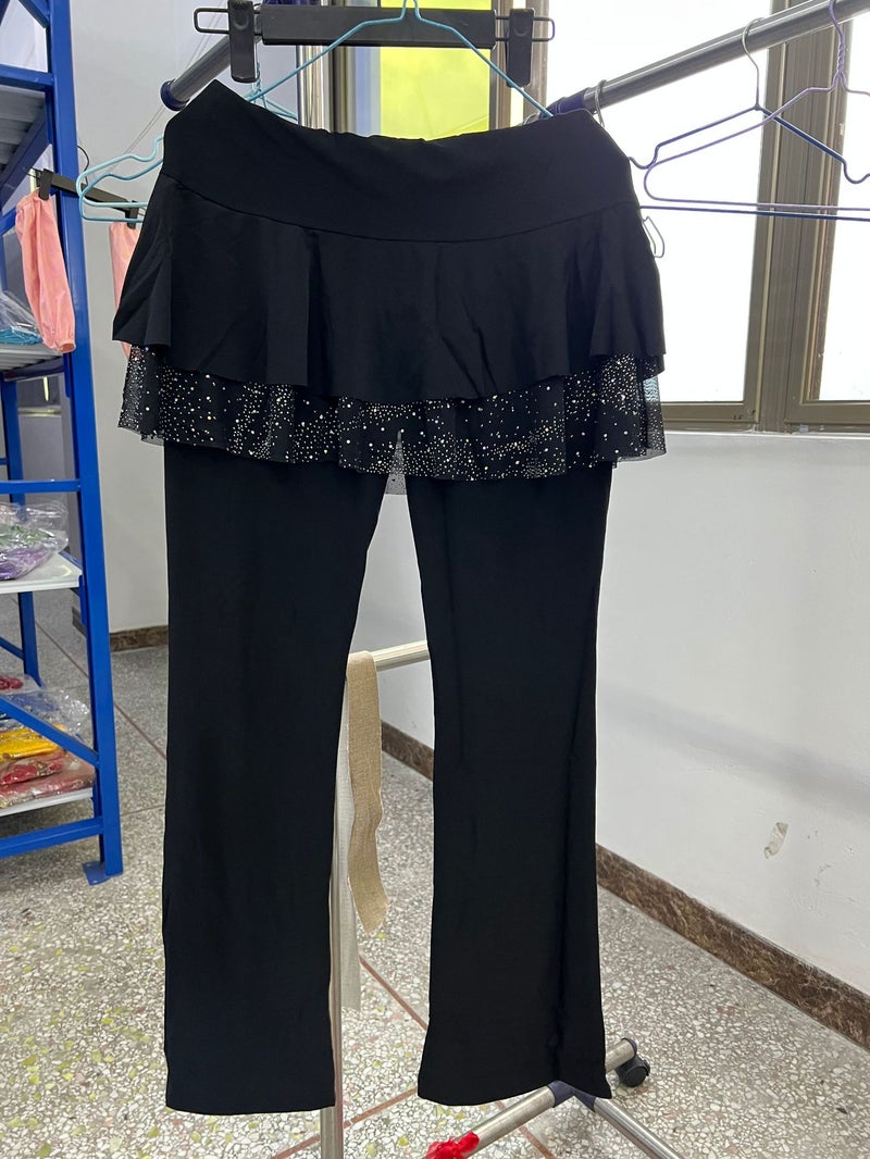 19# Pant Skirt Square Dance Pant Skirt Latin Pant Skirt Belly Dance Pant Skirt Square Dance Dance Clothing Wholesale black parallel edge 